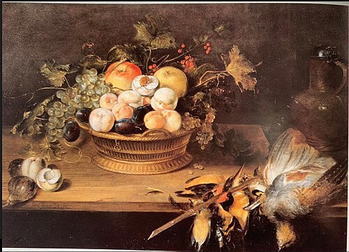 Poultry and fruit basket, 1650, Alexandre Adriaenssen