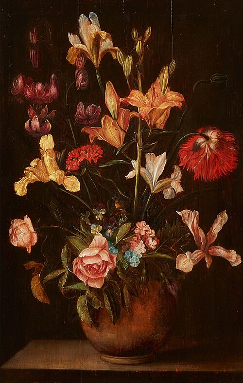 Vase of flowers in an earthenware vase, , Alexandre Adriaenssen
