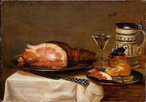 Nature morte au jambon, 1645, Alexandre Adriaenssen