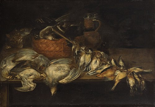 Dead poultry with cat, , Alexandre Adriaenssen