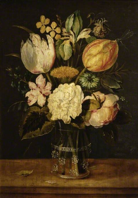 Flowers in a glass vase, , Alexandre Adriaenssen