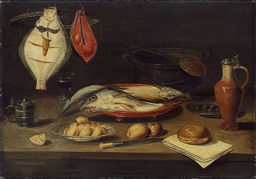 Banquet still life with fish, 1650, Alexandre Adriaenssen