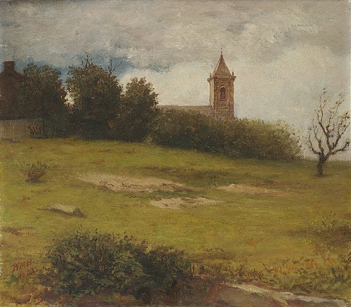 Landscape, The Village Church, 1863, William Morris Hunt