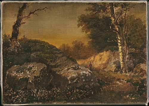 Autumn Landscape with Man Fishing, , William Morris Hunt
