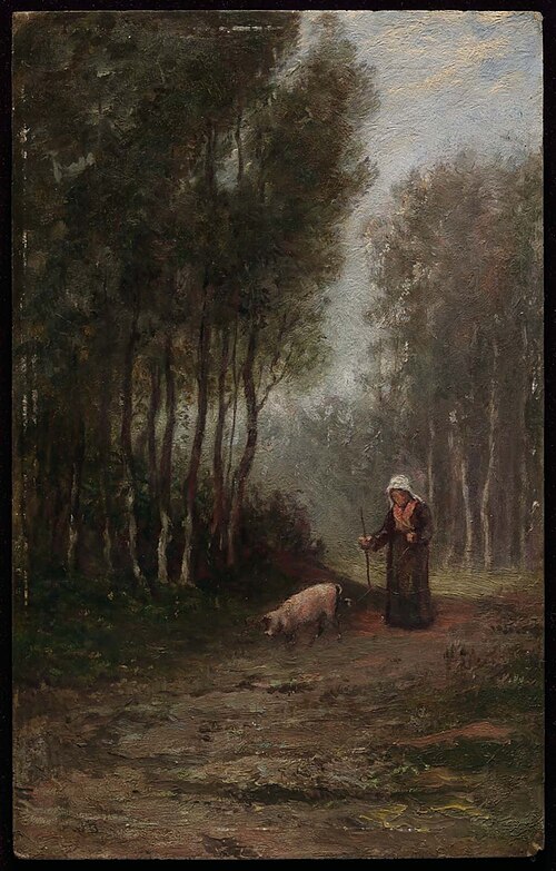 French Peasant Woman with Pig, 1853, William Morris Hunt
