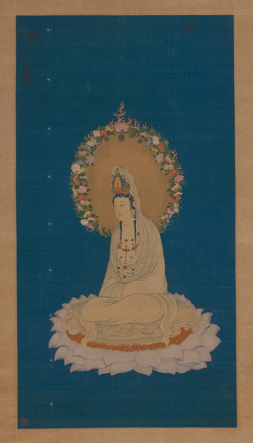 丁观鹏莲座大士像轴, , Ding Guanpeng