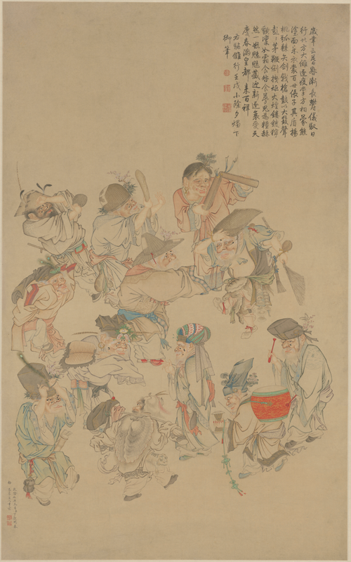 丁观鹏大傩图轴, , Ding Guanpeng