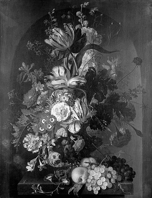 Blumenstrauß vor Nische, 1725, Jan van Huysum