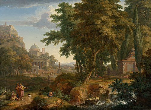 Arcadian Landscape with Saints Peter and John Healing the Lame Man, 1724, Jan van Huysum