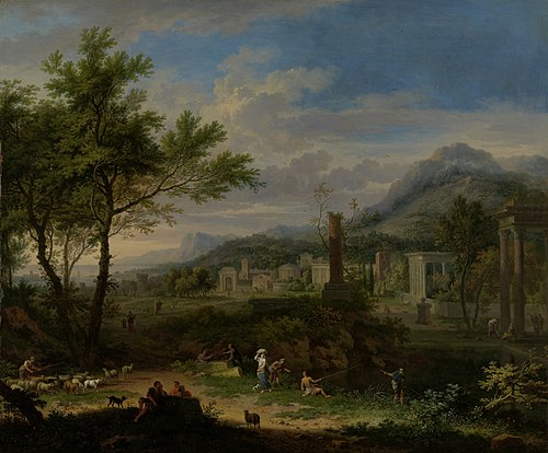 Arcadian Landscape with Fishermen, 1724, Jan van Huysum