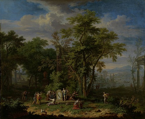 Arcadian Landscape with a Ceremonial Sacrifice, 1724, Jan van Huysum