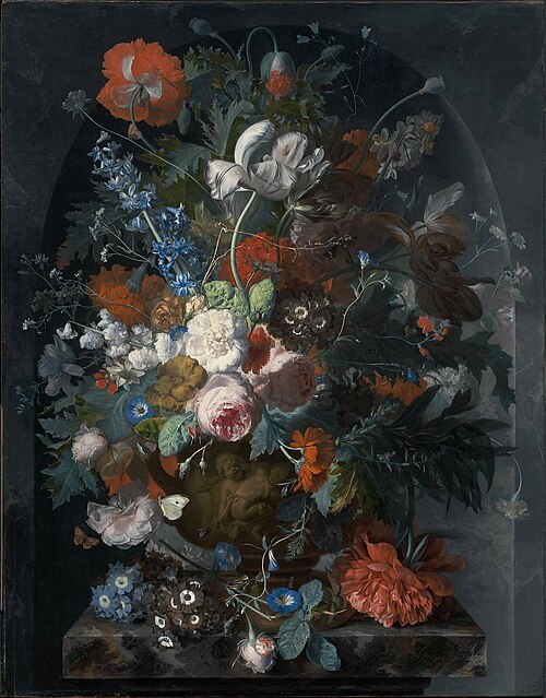 Vase of Flowers in a Niche, 1715, Jan van Huysum