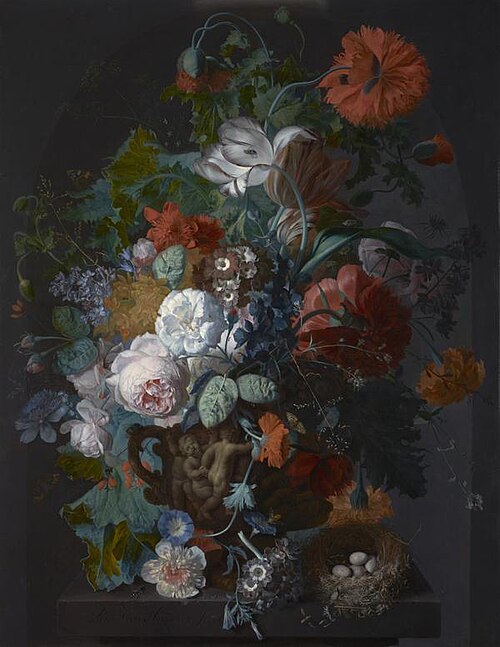 Flower Still Life with Bird's Nest, 1718, Jan van Huysum