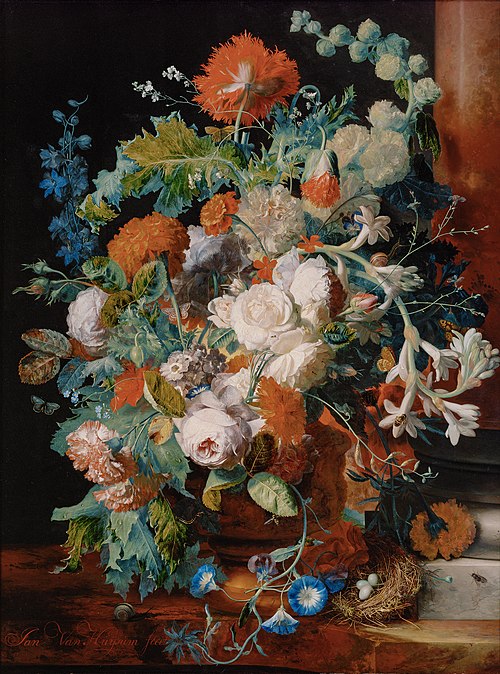 Flower Still Life near a Pedestal, 1720, Jan van Huysum