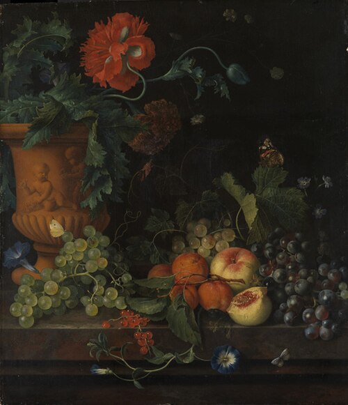 Terracotta Vase with Flowers and Fruits, 1724, Jan van Huysum