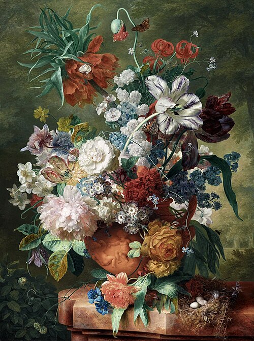 Flowers in a Terracotta Vase, 1725, Jan van Huysum