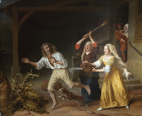 The expulsion of the prodigal son from the brothel, , Lambert Doomer