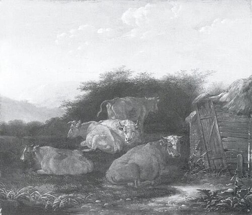 Cattle near a Barn, 1672, Dirck van den Bergen