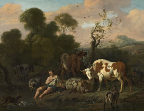 Landscape with a Shepherd, , Dirck van den Bergen