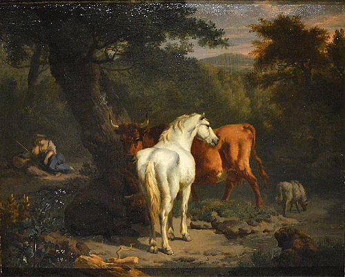 Paysage au cheval blanc, 1675, Dirck van den Bergen