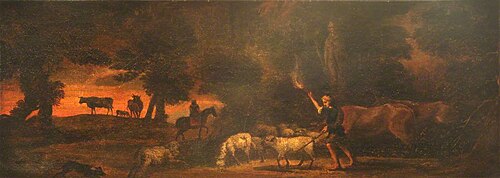 Herdsman, Horseman and Cattle, 1676, Dirck van den Bergen