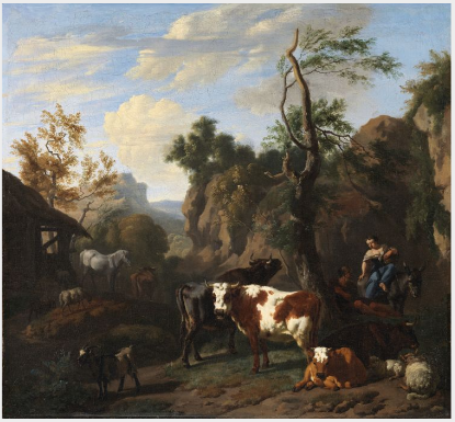Cattle in a Rocky Landscape, 1680, Dirck van der Bergen