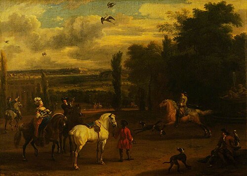A Hawking Party, 1700, Dirk Maas