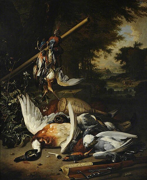 Still Life of Dead Game, 1710, Dirk Valkenburg