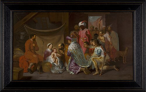 De aanbidding van Jezus door de drie wijzen, , Dirck Hoogstraten