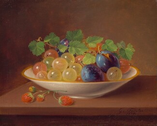 Still Life with Fruit / Gooseberries in a bowl, 1870, George Forster