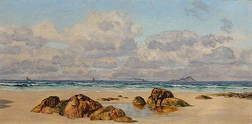 The Beach at Land's End, Cornwall, 1879, John Brett