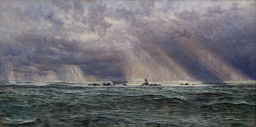 A North West Gale off the Longships Lighthouse, 1873, John Brett