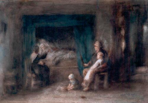 The Sick Mother by Jozef Israels - Jozef Israels, 1869, Jozef Israëls