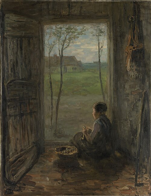 Scene in Laren, North Holland, 1905, Jozef Israëls