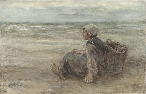 Vissersmeisje op het strand, 1903, Jozef Israëls