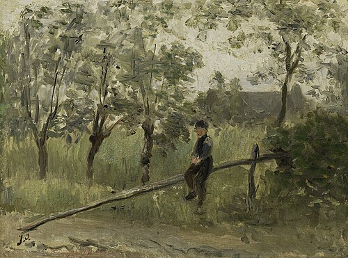 Country Boy on a Pole Barrier, 1905, Jozef Israëls