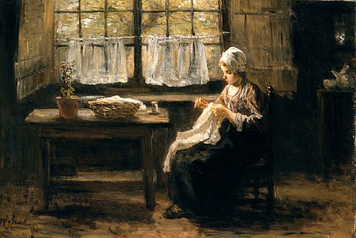 Young Girl Sewing, , Jozef Israëls