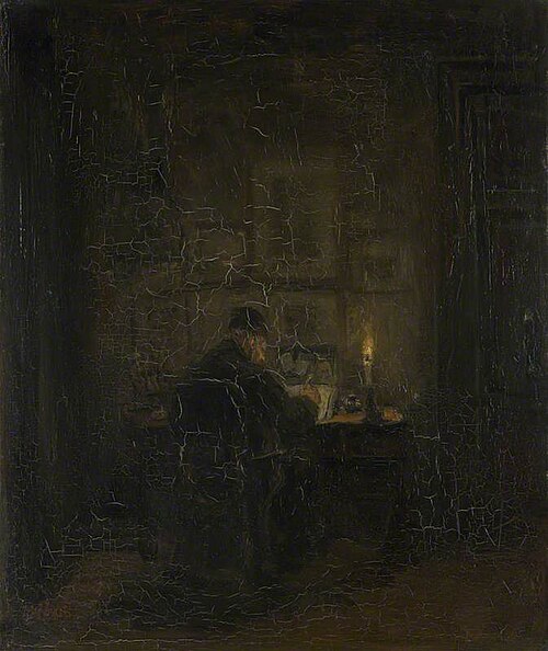 An Old Man writing by Candlelight, 1892, Jozef Israëls