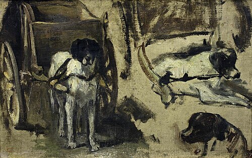 Studie van een trekhond, 1877, Jozef Israëls