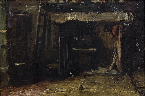 Interieur met schouw en ladder, 1880, Jozef Israëls