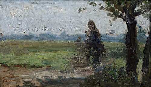 Studie van landschap met figuur, 1877, Jozef Israëls