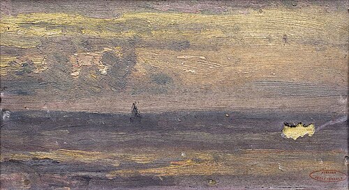 Studie van zeegezicht met vissersscheepje, 1877, Jozef Israëls
