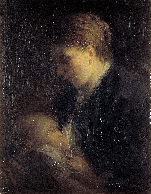 Mother feeding a child, 1850, Jozef Israëls