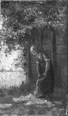 Meisje bij een schuur aan de was, 1875, Jozef Israëls
