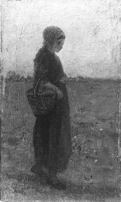 Meisje met mand op het veld, 1875, Jozef Israëls