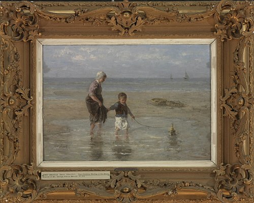 Two Children Wading at the Shore, 1872, Jozef Israëls