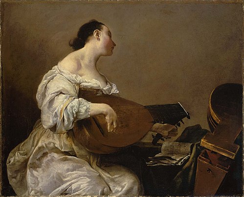 Woman Playing a Lute, 1700, Giuseppe Maria Crespi