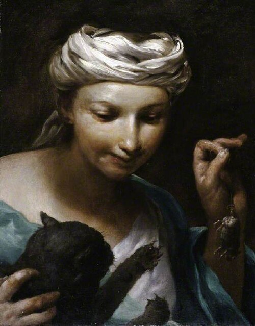 Girl with a cat, 1700, Giuseppe Maria Crespi