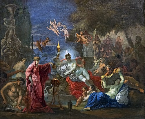 Le rajeunissement des nourrices de Bacchus, 1700, Dominicus van Wijnen