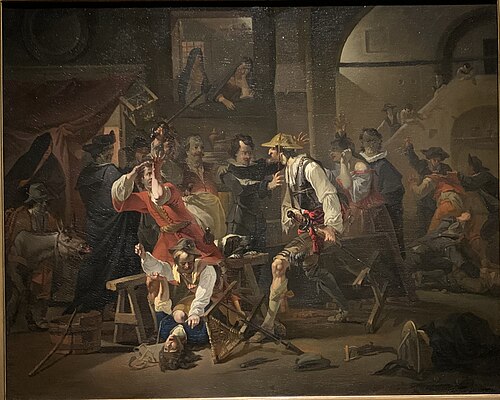 Don Quixote in the Inn, 1690, Dominicus van Wijnen